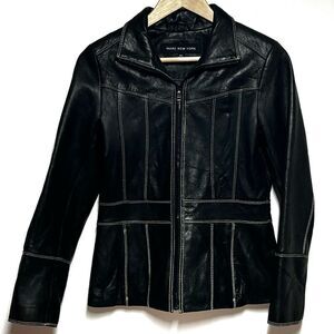 New Marc New York Buttersoft Lambskin Brown Cherrywood Leather Jacket Womens XS
